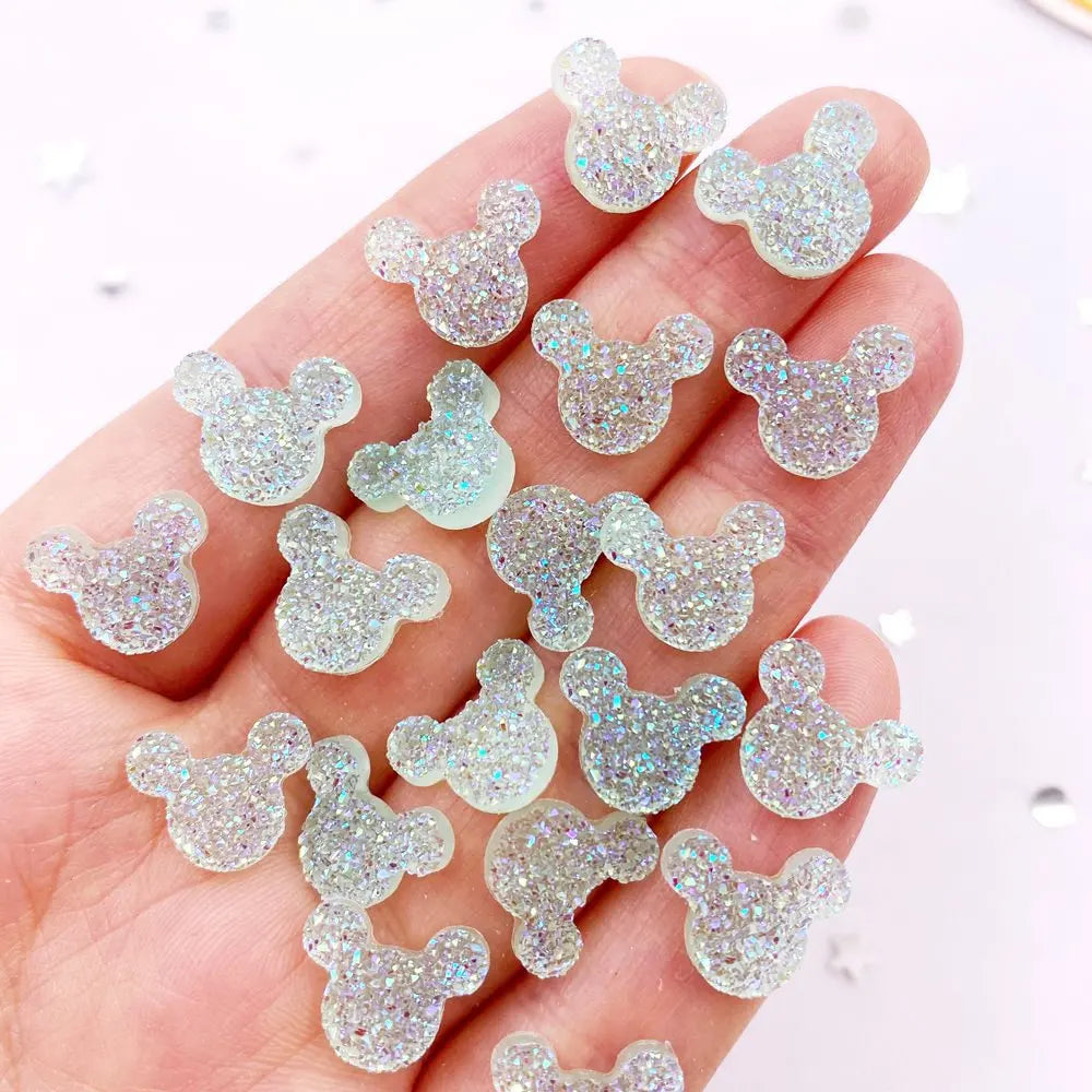 strass résine mickey mouse blanc rose vert bleu argent décoration bijoux enfantin 12mm*10mm