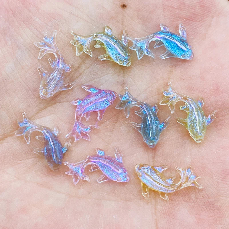 pailettes poissons forme résine cabochon décoratif brillant holographique bijoux artisanat création accessoires cheveux