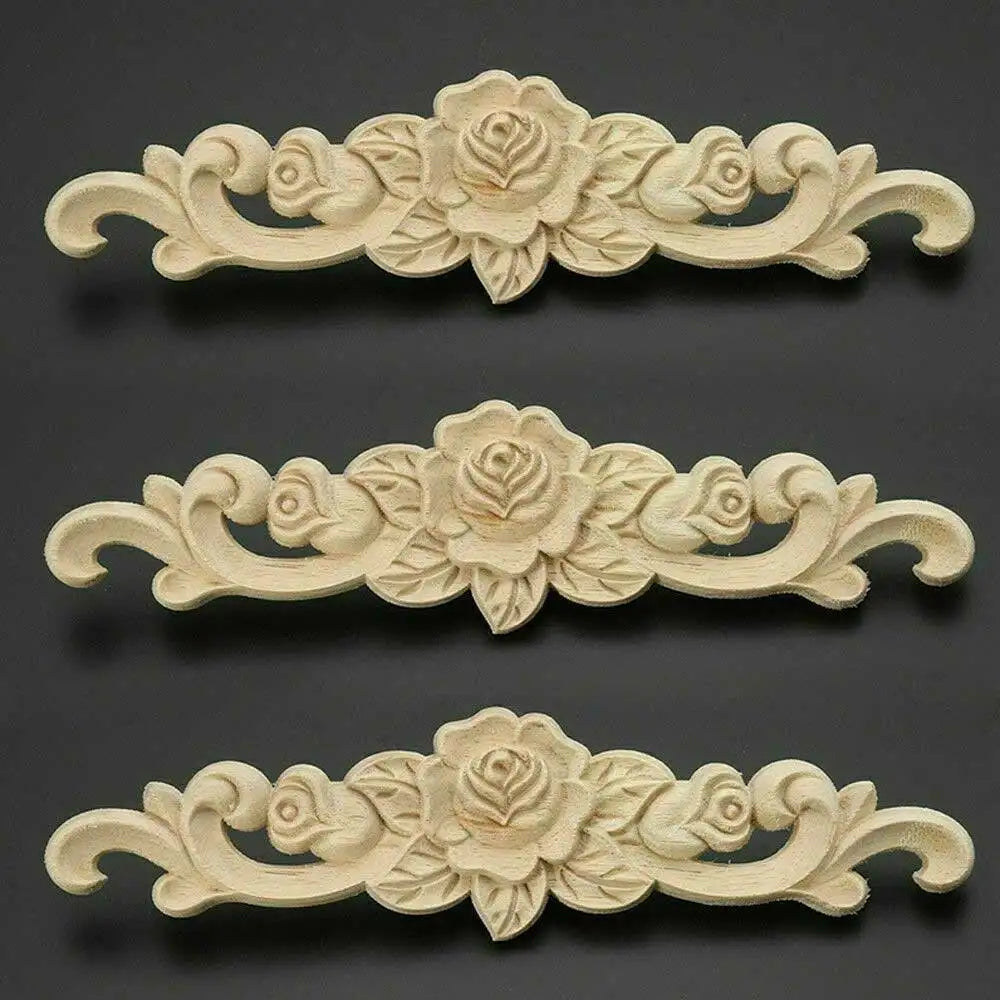 décorations bois sculpté motifs floraux classiques rose feuillage meubles artisanat vintage