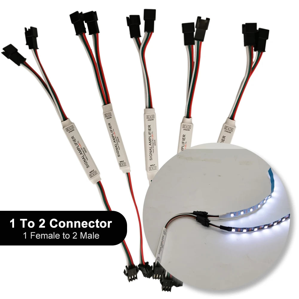 amplificateur signal led connecteur électronique câble noir rouge bleu blanc ws2812b ws2811 sk6812