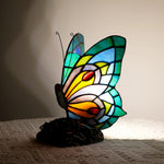 lampe poser moderne papillon verre coloré art deco multiple couleurs interrupteur câble daluminium