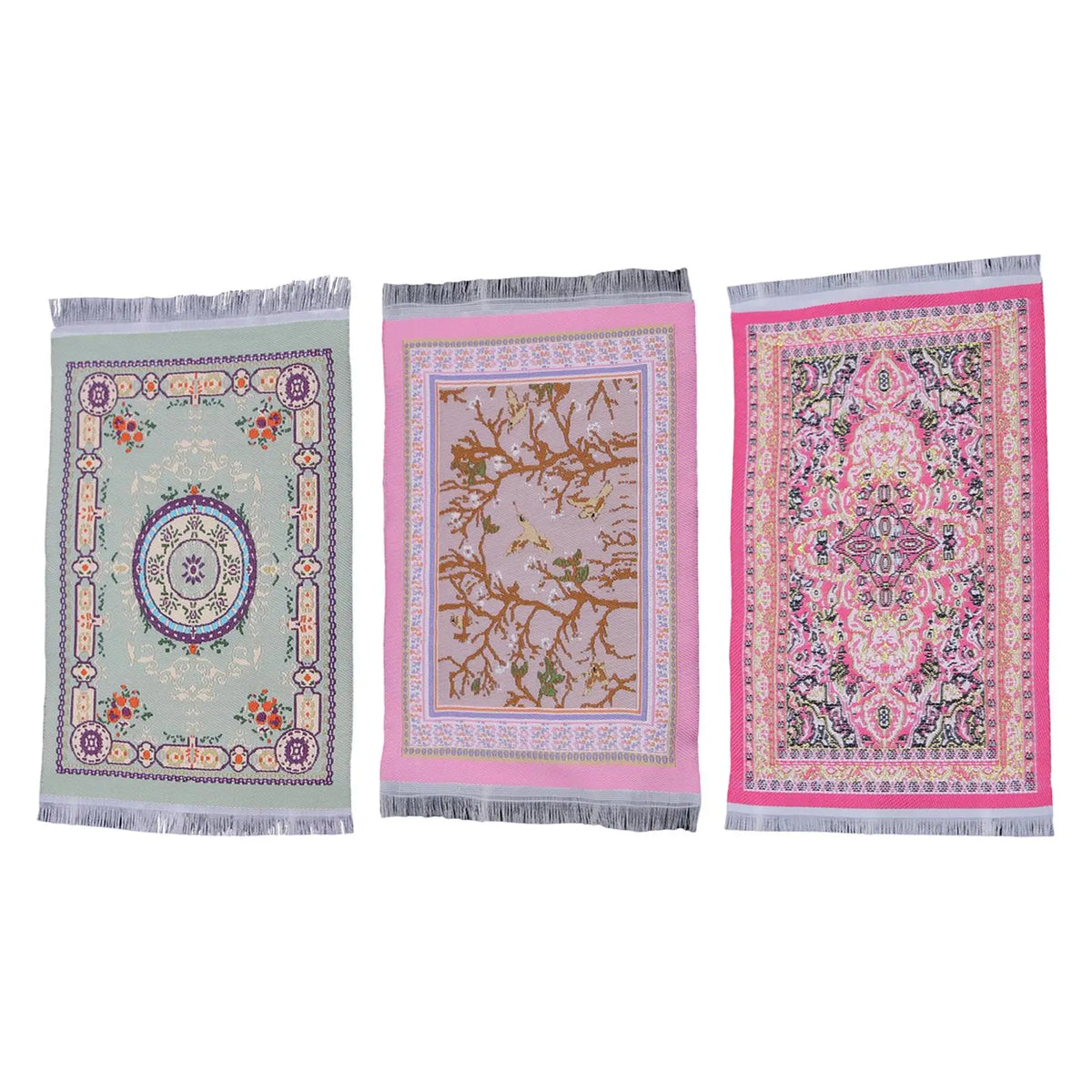 tapis miniature floral oriental rose vert menthe violet orange chambre décoration intérieure maison poupée