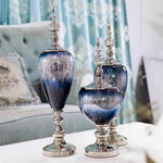 vases décoratifs bleu doré texture miroir opacité classique base solide