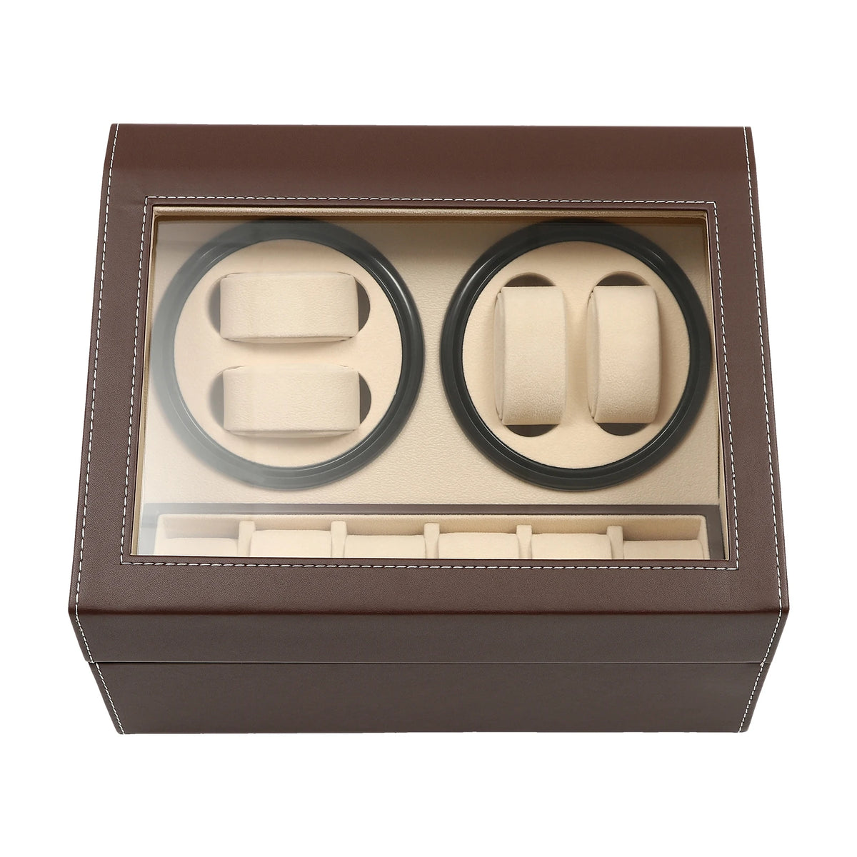 boîte montres rotative moderne compartiments rotatifs compartiments rangement bois noir beige