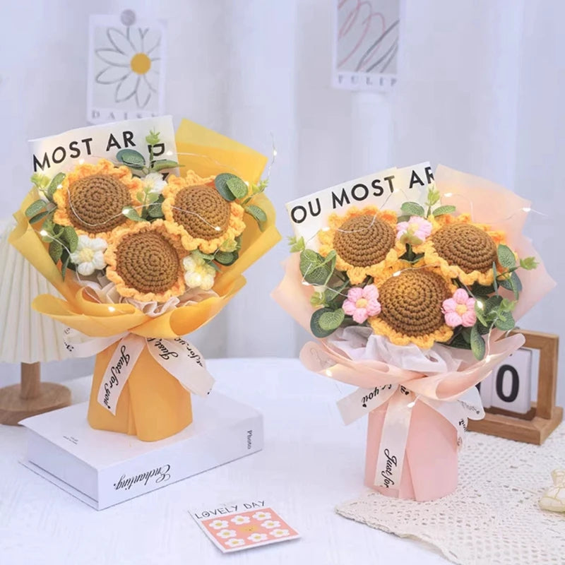 bouquet fleurs artificielles tournesols jaune orange blanc décoration mariage cadeau fête enseignants
