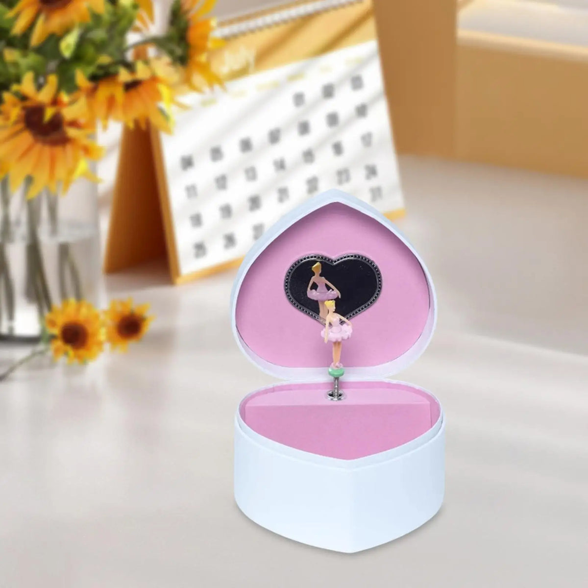 boîte bijoux musicale danseuse bois blanc rose miroir vis classique enfants