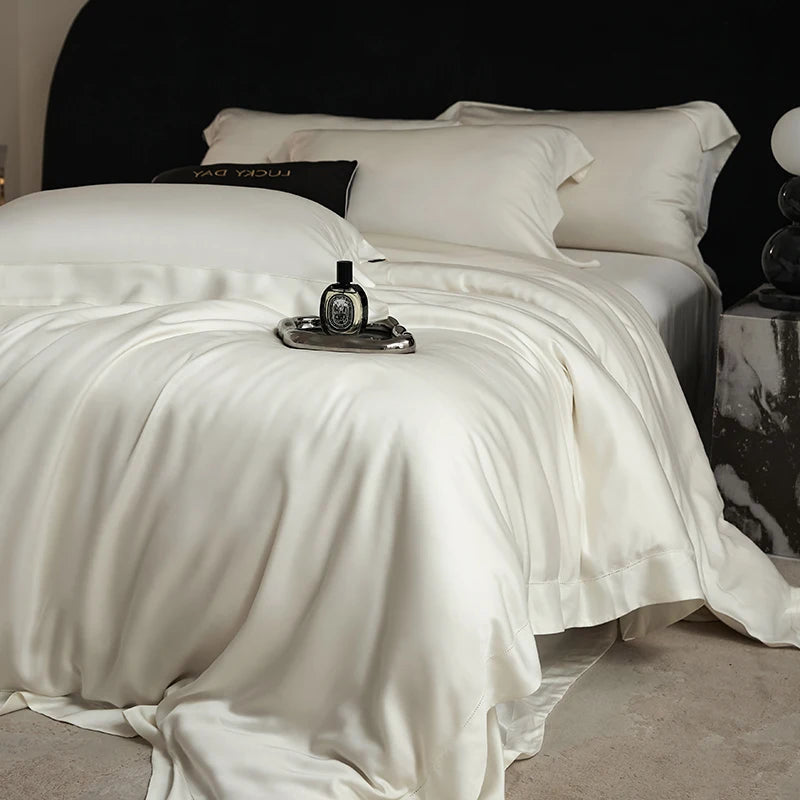 drap plat blanc crème ultra doux literie king queen housses taies oreillers satinées lisses