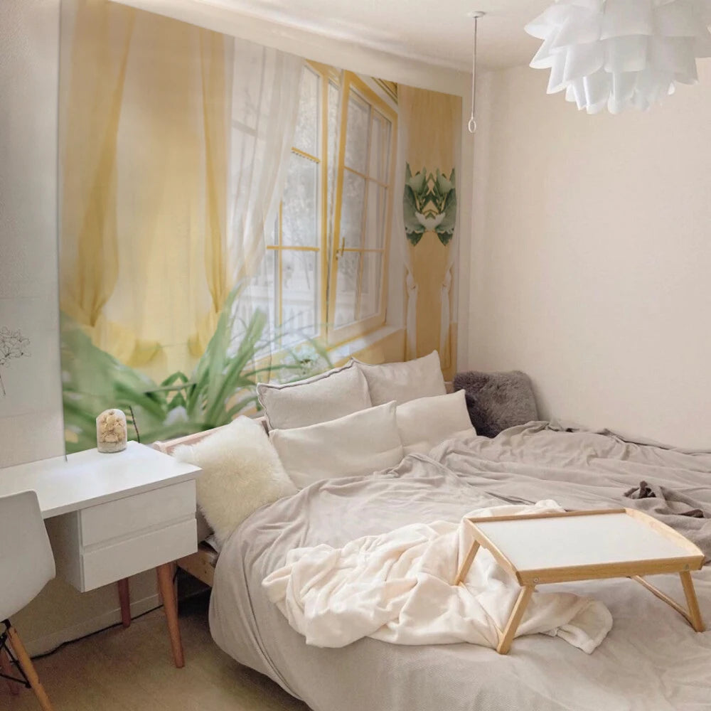 Tenture murale japonaise accrochée dans une chambre d'ado