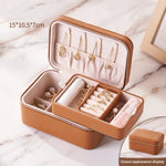 boîte bijoux simili cuir rose clair marron moderne fermeture glissière boucles oreilles bagues colliers