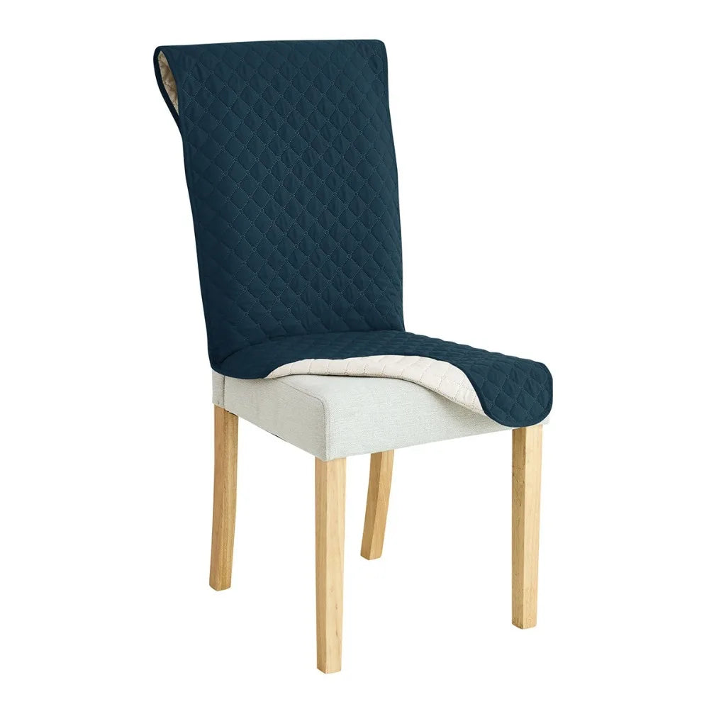 Housse chaise quiltée moderne polyester antidérapante rouge bordeaux beige bleu marine