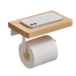 support mural moderne porte rouleau papier toilette tablette téléphone lunettes montre blanc texture bois