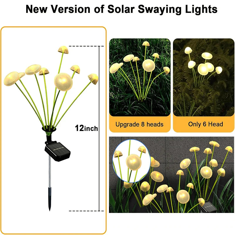 lampe solaire extérieure champignon vert blanc moderne decoration patio jardin led autoinstallation ip65 abs