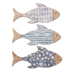 décoration murale poisson bois bleu clair rayures décor nautique maison plage salle bain