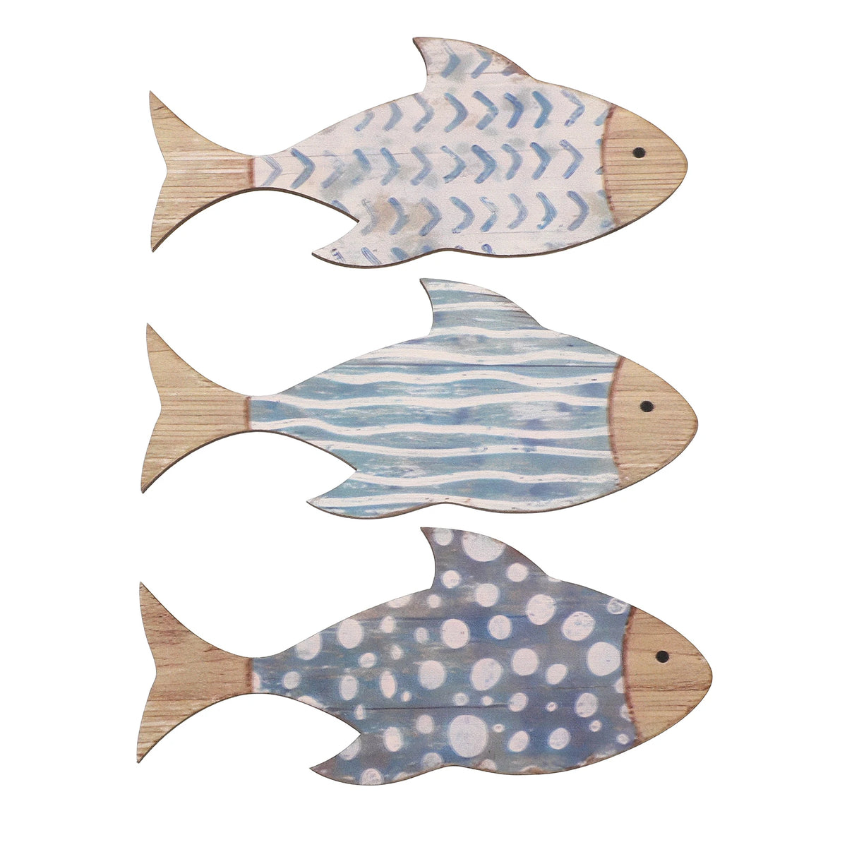 décoration murale poisson bois bleu clair rayures décor nautique maison plage salle bain