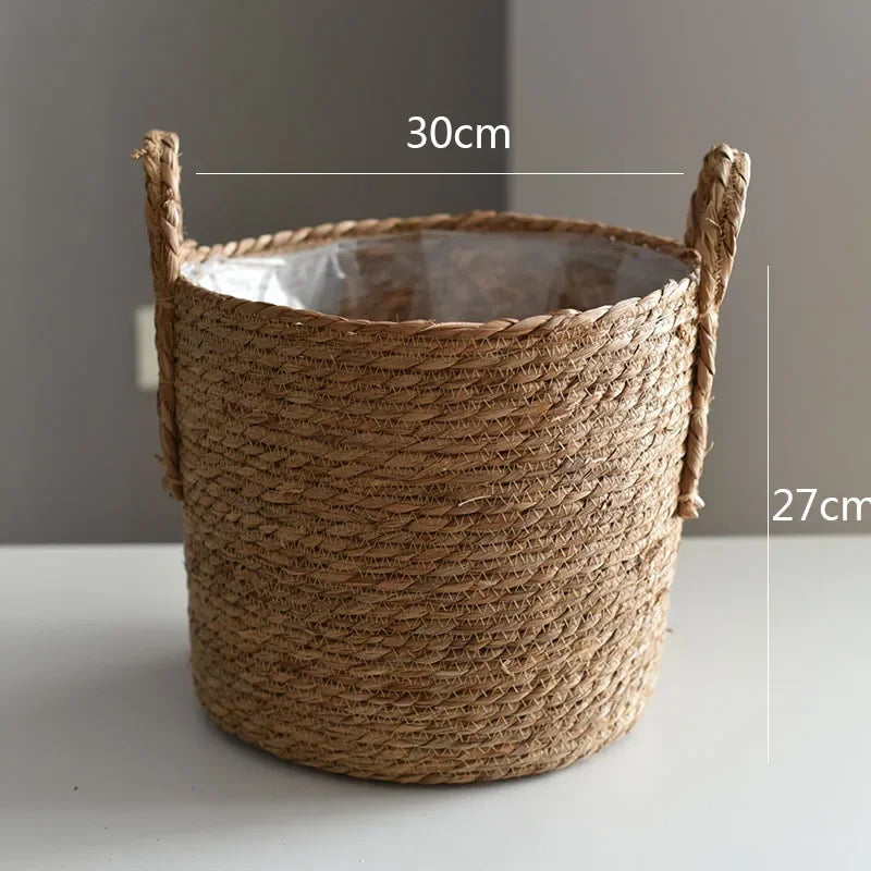 paniers rangement rotin marron clair tressé réutilisables pliables boho chic 20 25 30cm