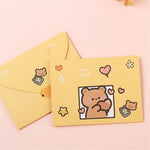 cartes postales anniversaire ours lapin dessins animés bleu rose violet mignon cartoon