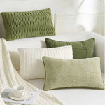 housse coussin vert olive moderne tissu polyester coton géométrique décoration intérieure écologique simple nordique