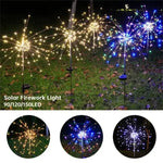 lumière solaire extérieure led feu d'artifice multicolore jardin décoration festive
