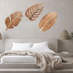 décoration murale feuilles bois naturel rustique moderne suspension intérieur marron clair beige lignes verticales