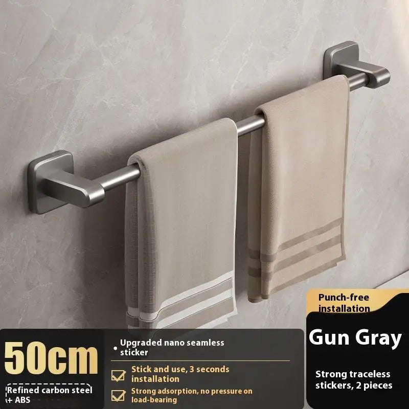 porte serviettes mural gris métallisé moderne fixé autocollant lisse réutilisable ab