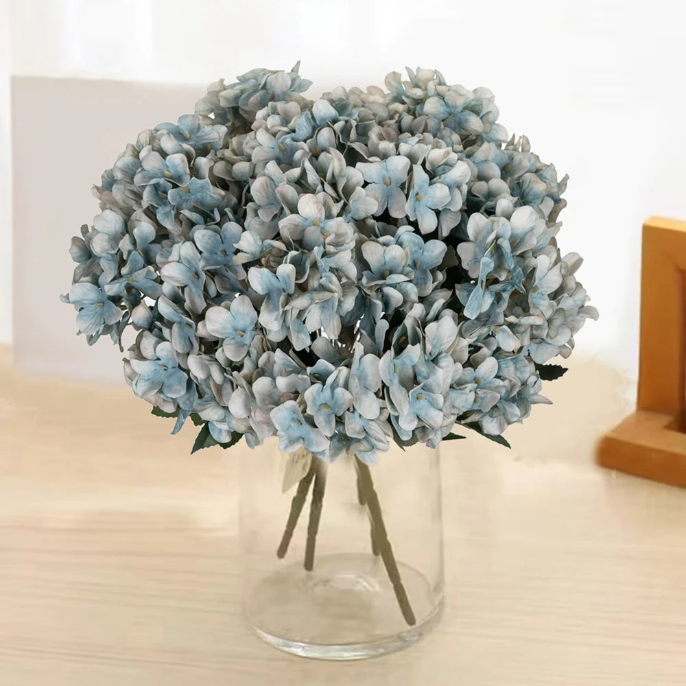 bouquet fleurs artificielles hortensia blanc rose bleu classique decoration maison anniversaire mariage