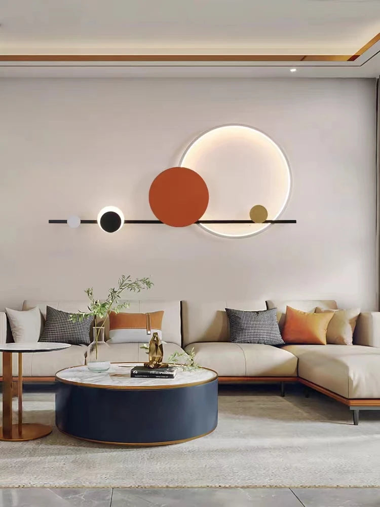 luminaire mural moderne minimaliste solaire noir blanc doré rouille chambre salon entrée