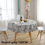 nappe table ronde moderne gris bleu jaune triangles géométriques imperméable noël extérieur 120cm 150cm