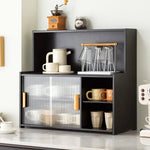 meuble rangement tasses bols bois noir moderne cuisine buffet