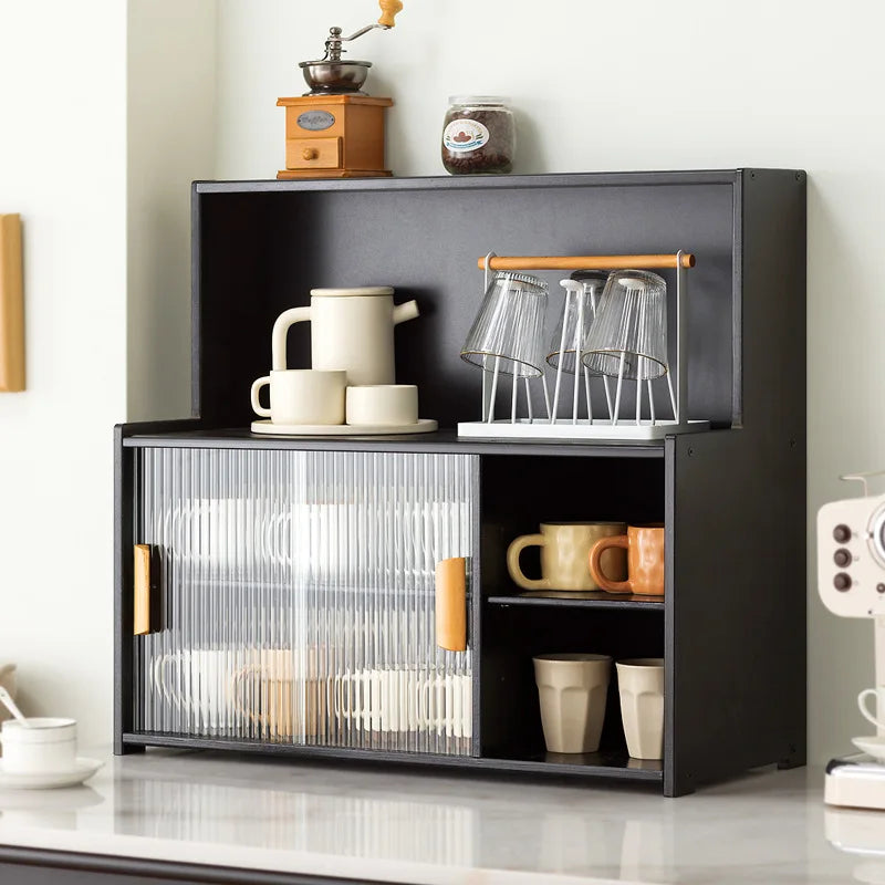 meuble rangement tasses bols bois noir moderne cuisine buffet