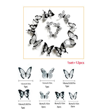 décoration murale stickers papillons 3d noir blanc adhésifs moderne différentes tailles chambre salon mariage