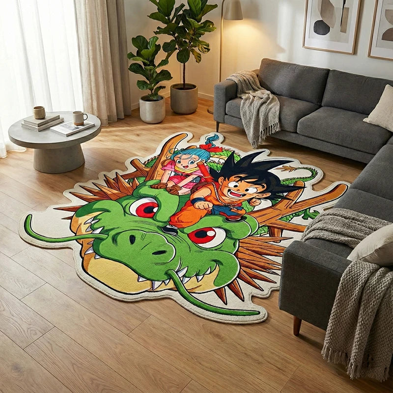 tapis dessin animé dragon ball goku bulma vert blanc rouge bleu 80cm 100cm 120cm