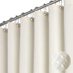 rideau douche moderne vert olive texture points ourlet lesté métalliques durables crochets polyester gaufre