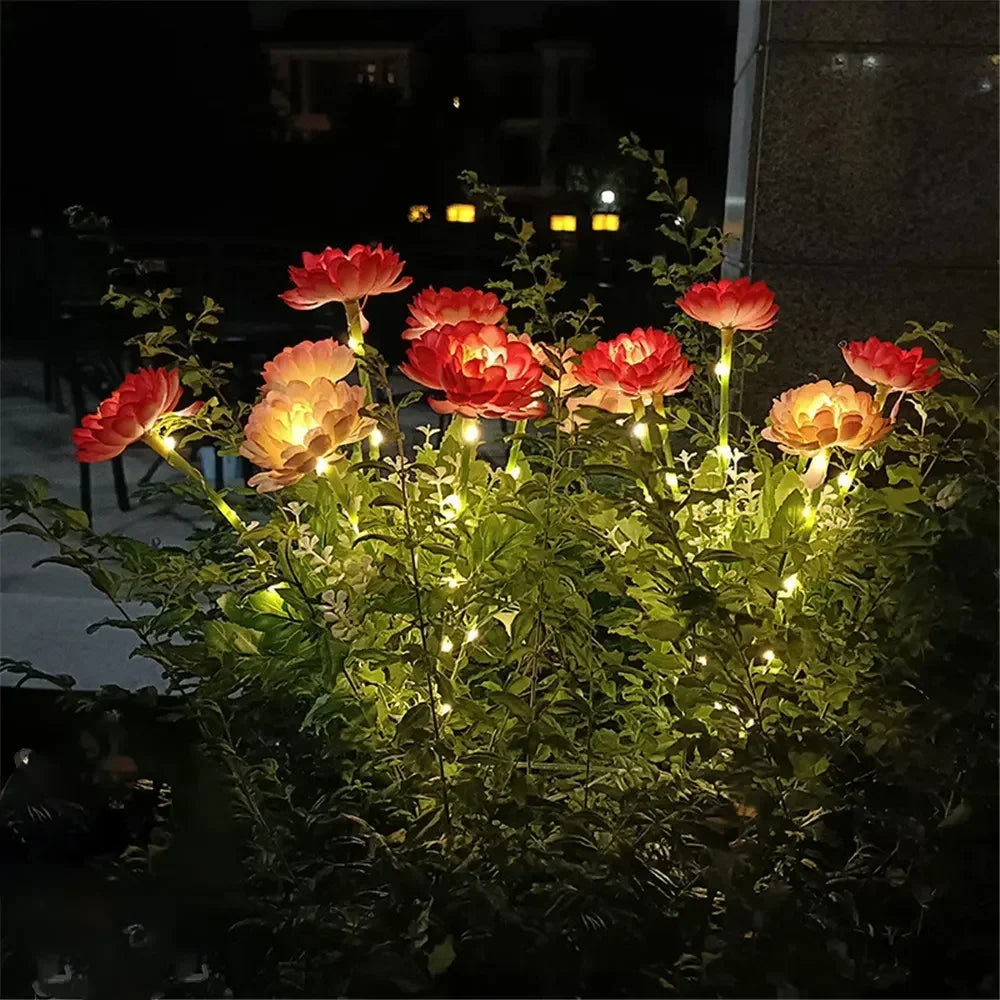 bouquet artificiel lumineux fleurs feuilles vertes moderne rouge orange rose blancextérieur patio jardinDecoration