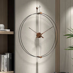 horloge murale moderne minimaliste aiguille bois métal noir marron argenté doré salon