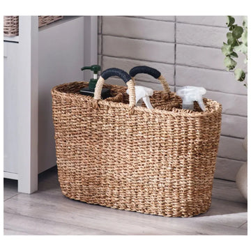 panier rangement tressé réutilisable bois compartiments organisation décoration bohème rustic