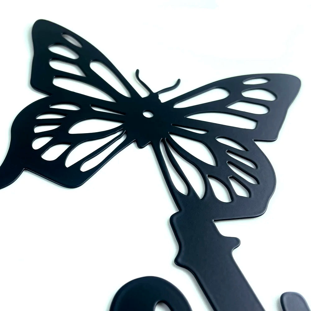 plaque décorative murale moderne lettres sweet papillon noires