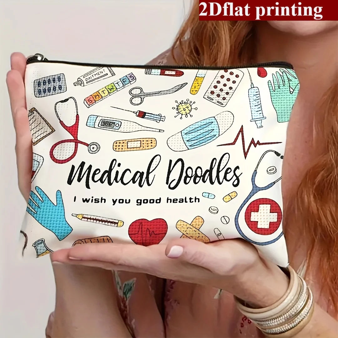 sac rangement toile réutilisable motifs médicaux graphiques multicolore utilisation domestique voyage