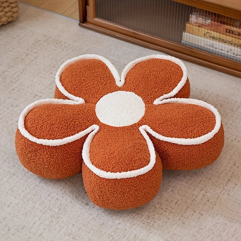 coussin sol fleurs orange rose beige blanc moderne confortable 50cm