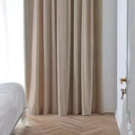 rideau moderne polyester beige clair uni satiné maison opacité inclusion fenêtre française
