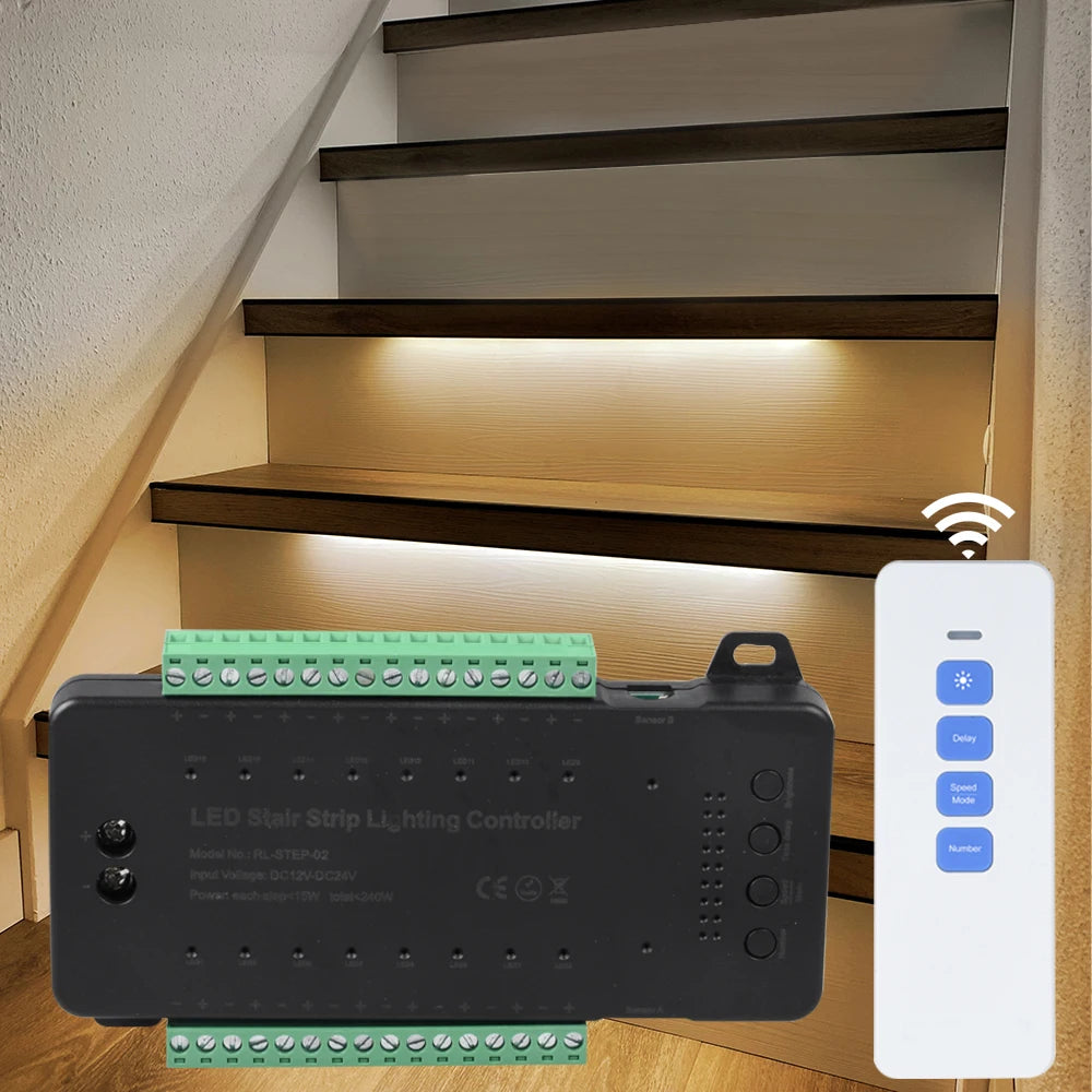Contrôleur LED escalier avec télécommande RF 2.4G