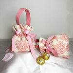 sac bonbons portable toile motif floral ruban blanc réutilisable emballage cadeau mariage anniversaire noël