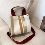 sac main femme toile polyvalent rayé poches intérieures appliques décontracté moderne casual