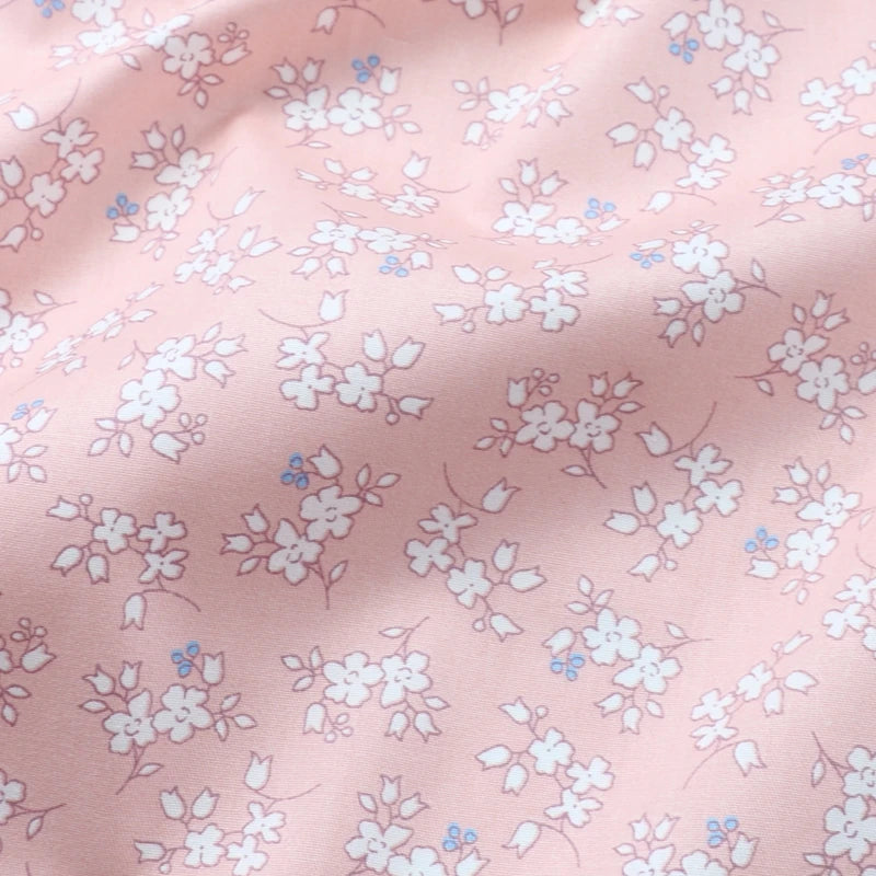 tissu coton biodegradable 160x50cm floral rose clair violet jaune bleu ciel classique