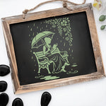 stencil diy illustration femme parapluie fleurs gouttes pluie coloriage peinture murale scrapbooking