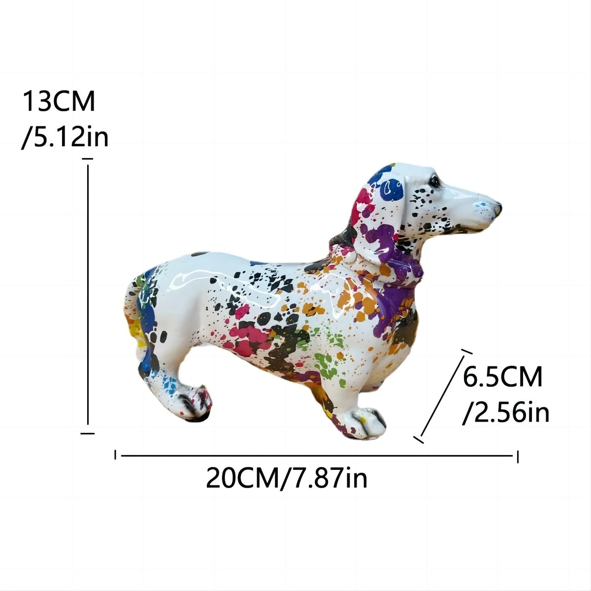 statuette chien multicolore moderne graphique résine abstraite ornement animal