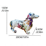 statuette chien multicolore moderne graphique résine abstraite ornement animal