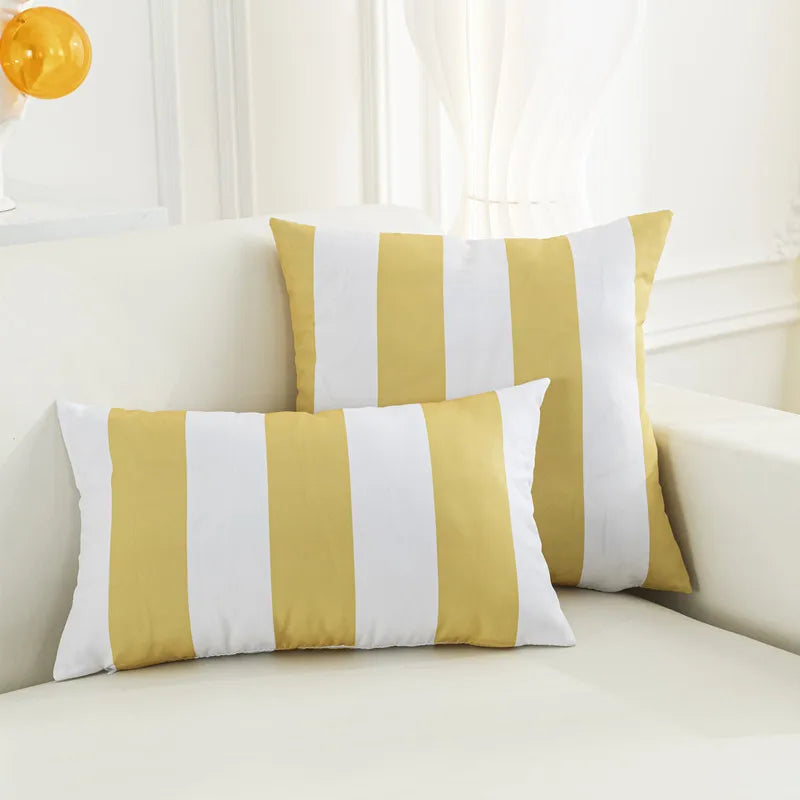 housse coussin extérieure imperméable polyester moderne motif rayé noir blanc 30x50cm 45x45cm