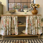 rideau floral vintage opalescent plante papillon blanc vert rouge maison
