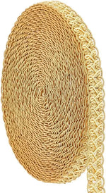 ruban tressé polyester doré tissage géométrique texturé 15mm large 12m longueur