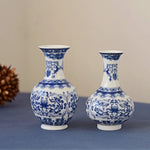 vases decoratifs ceramique bleu blanc decoration maison chinois traditionnel motifs floraux salon